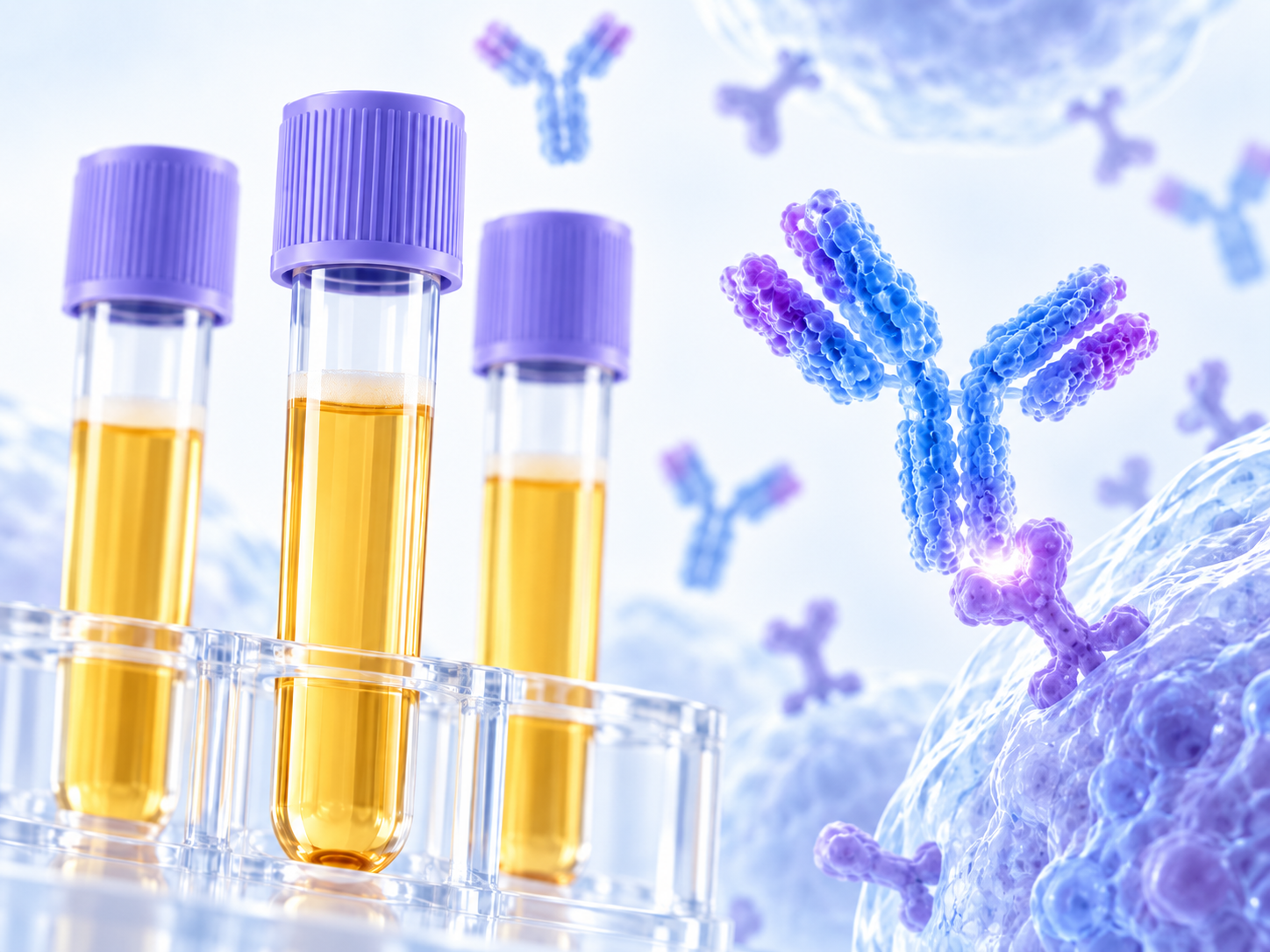Autoimmune response — immune cells and antibodies illustration