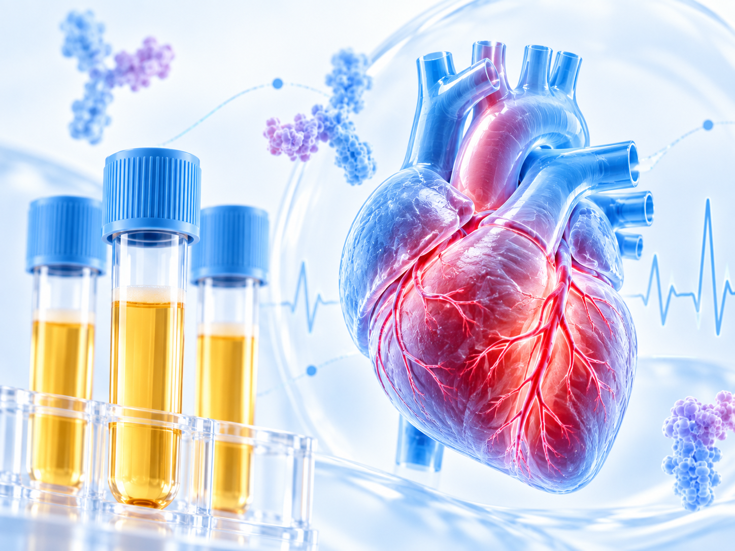 Human heart anatomical illustration for cardiac marker biospecimens