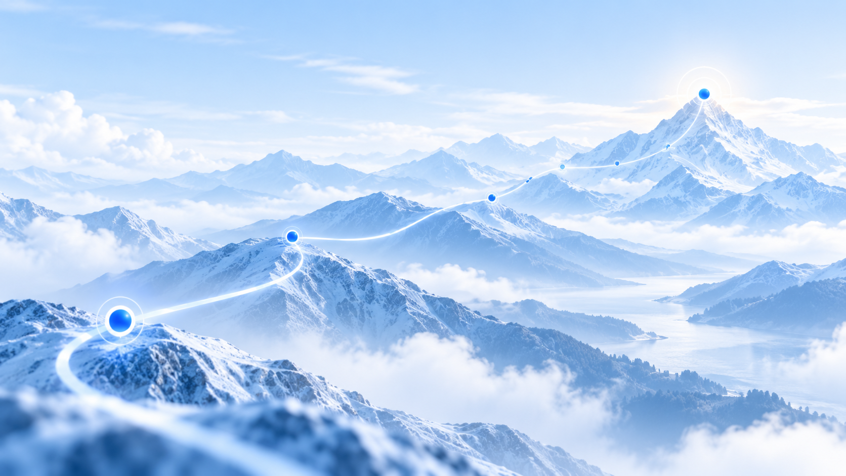 Mountain expedition — researcher ascending a snowy peak representing the journey of biospecimen sourcing